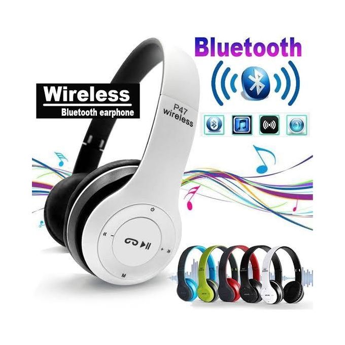 P47 Wireless Bluetooth Headphones – Foldable Over-Ear Headset with FM Radio, SD Card Support & Deep Bass