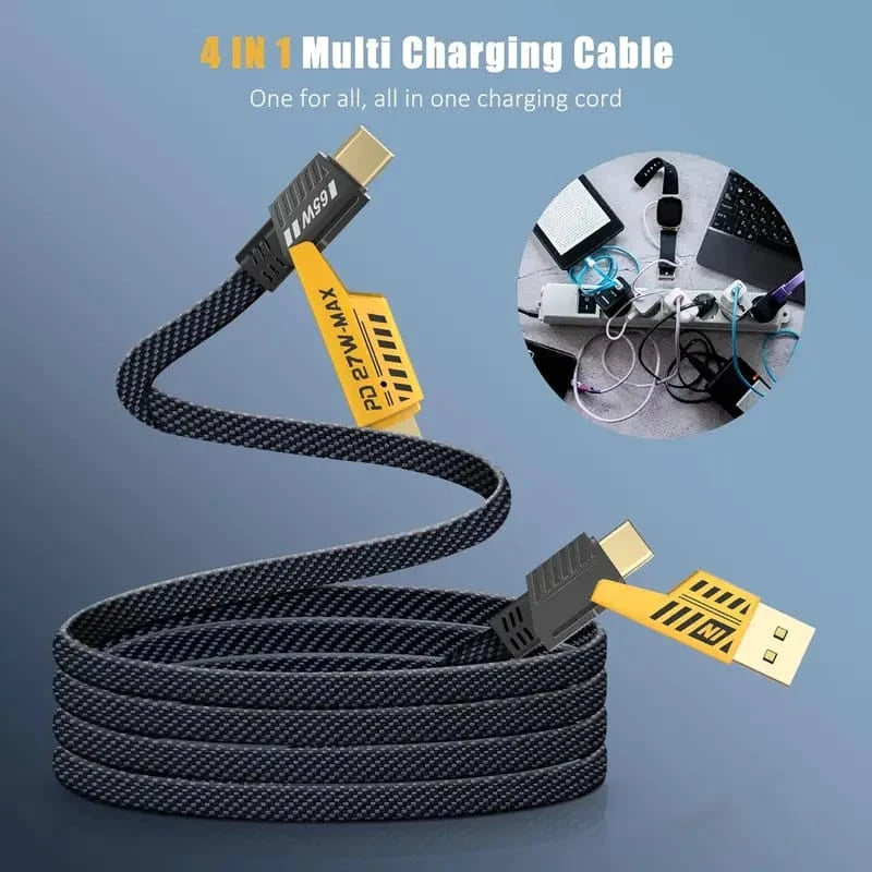 4 in 1 Fast Charging Cable – Multi USB Cable for iPhone, Android, Type C & Micro USB | Fast Charge Data Cable