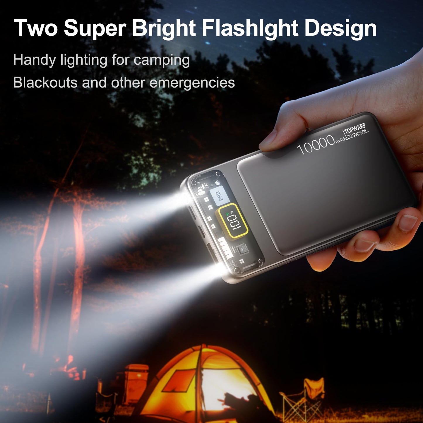 10000mAh Fast Charging Power Bank 22.5W PD – Portable Charger with Type-C In/Out & Dual Output Ports
