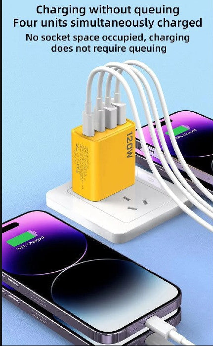 40W 4 Port Fast Charging Adapter – USB Multi Port Charger for Mobile, iPhone & Android (Quick Charge)