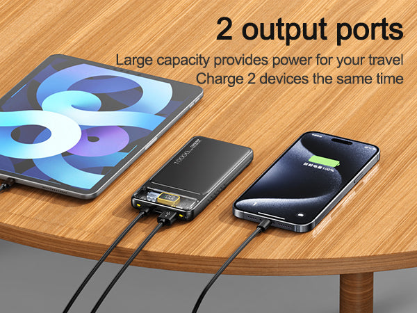 10000mAh Fast Charging Power Bank 22.5W PD – Portable Charger with Type-C In/Out & Dual Output Ports