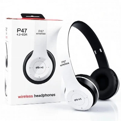 P47 Wireless Bluetooth Headphones – Foldable Over-Ear Headset with FM Radio, SD Card Support & Deep Bass