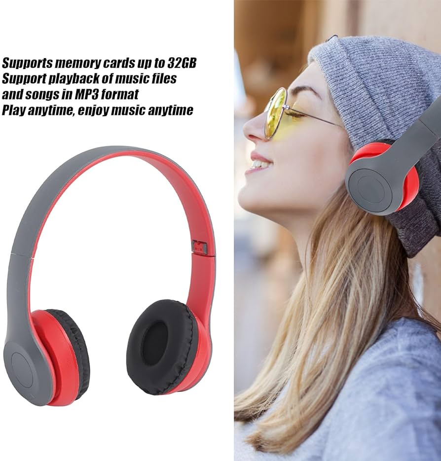 P47 Wireless Bluetooth Headphones – Foldable Over-Ear Headset with FM Radio, SD Card Support & Deep Bass