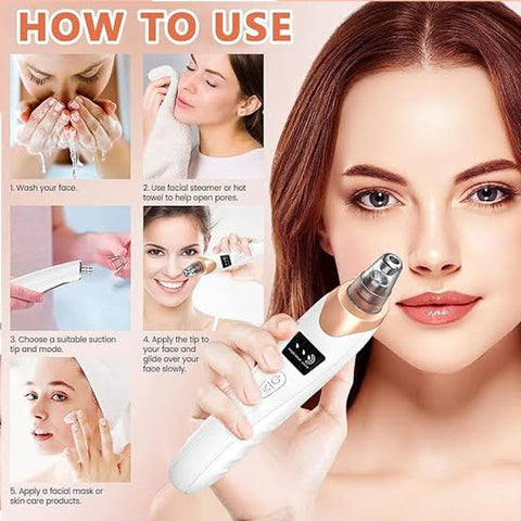 5 in 1 Derma Suction Blackhead Remover Vacuum | Electric Pore Cleaner Machine
