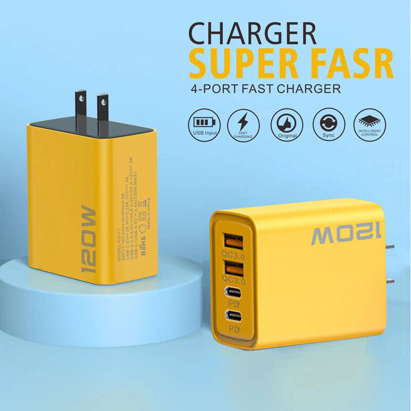 40W 4 Port Fast Charging Adapter – USB Multi Port Charger for Mobile, iPhone & Android (Quick Charge)